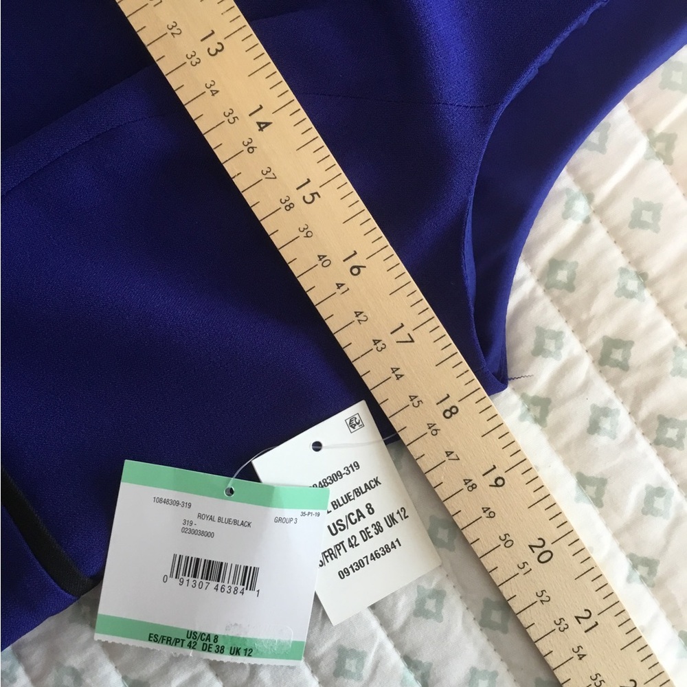 Kasper Royal BlueBlack color block dress size 8 NWT NEW 40” long Sleeveless - Picture 5 of 10